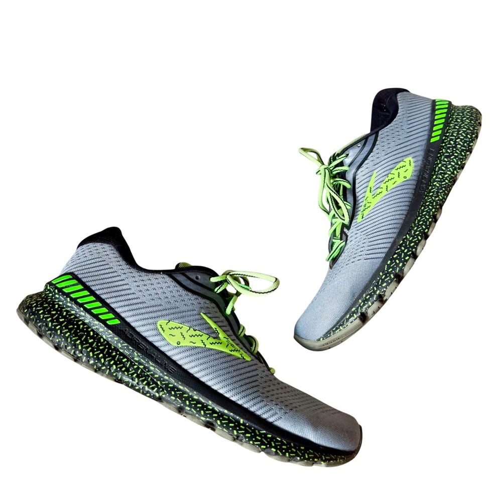 Brooks Running Shoes Adrenaline GTC Grey Neon Green Men's 10